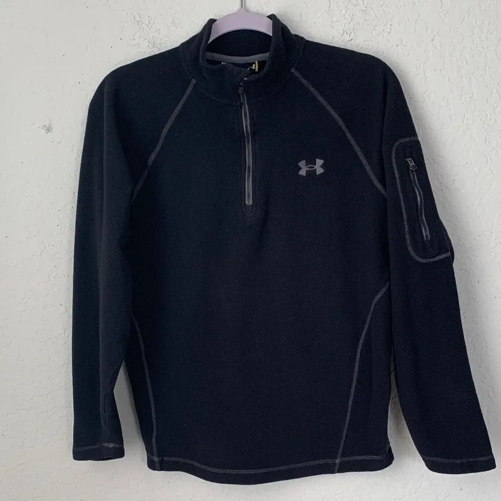 Under Armour Black Fleece Quarter-Zip Sweater Pullover Size M